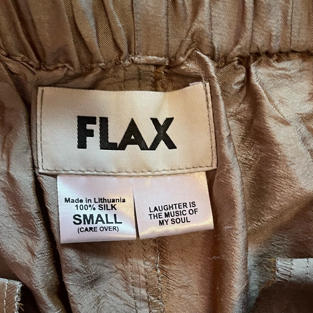 Flax, NWT Silk Pants, Tapered, Bronze, size S